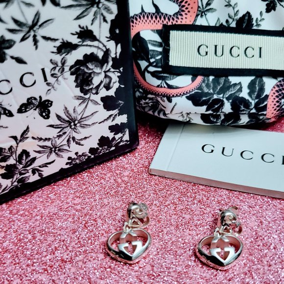 Gucci Britt Love Heart Earrings | Sterling Silver | NWT - Picture 4 of 9